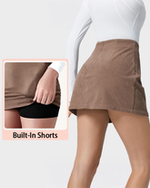 2-in-1 High Waisted Corduroy A-Line Skirt